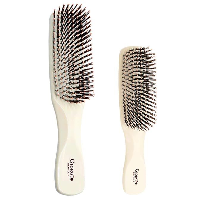 Giorgio Gentle Detangler Hair Brush - Dual Length Bristles, Scalp Massager and Travel Brush for Fine to Thick Hair, Wet or Dry