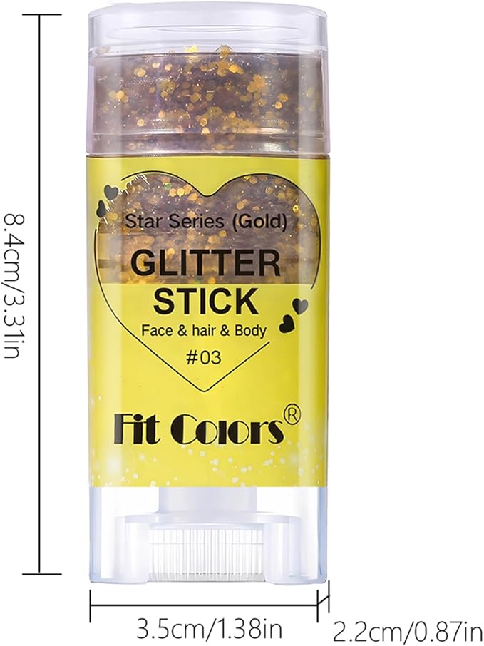 2 Pcs Silver Body Glitter Stick, Mermaid Glitter Gel Long Lasting Shimmer Hair Eyeshadow Face Body Glitter Concerts Music Festivals Halloween Sparkle Makeup for Women and Kids(Silver/Gold)