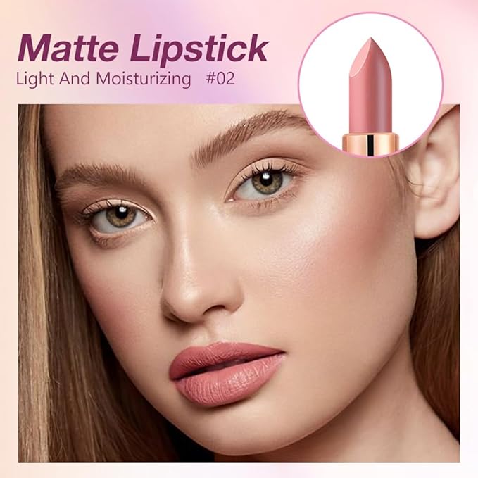 evpct Mauve Nude Pink Matte Creamy Lipstick for Women, Long Lasting Waterproof Velvet Lipstick, Lip Stick Crayon Buildable Blendable Creamy Color, Longwear Lip Makeup Cruelty-free 24 hours original 02