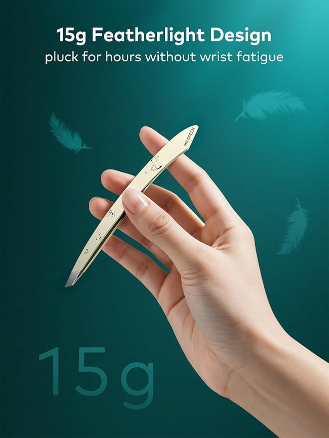 MR.GREEN Tweezers For Women Facial Hair, Professional Precision Eyebrow Tweezers for Women and Men, Stainless Steel Slanted Cute Hair Removal Plucker