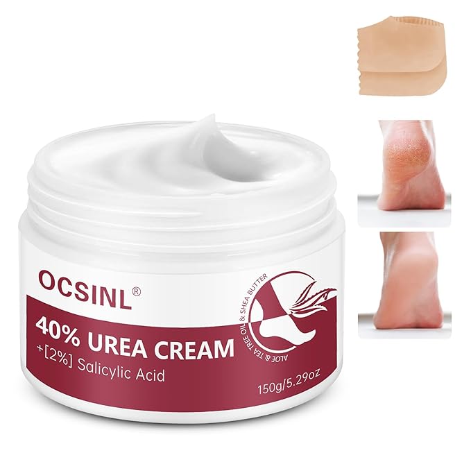 Urea Cream 40 Percent for Feet Maximum Strength, with Heel Protectors, Foot Moisturizer Cream for Dry Cracked Heels Rough Dead Dry Skin Foot Callus Remover - 5.29 Oz