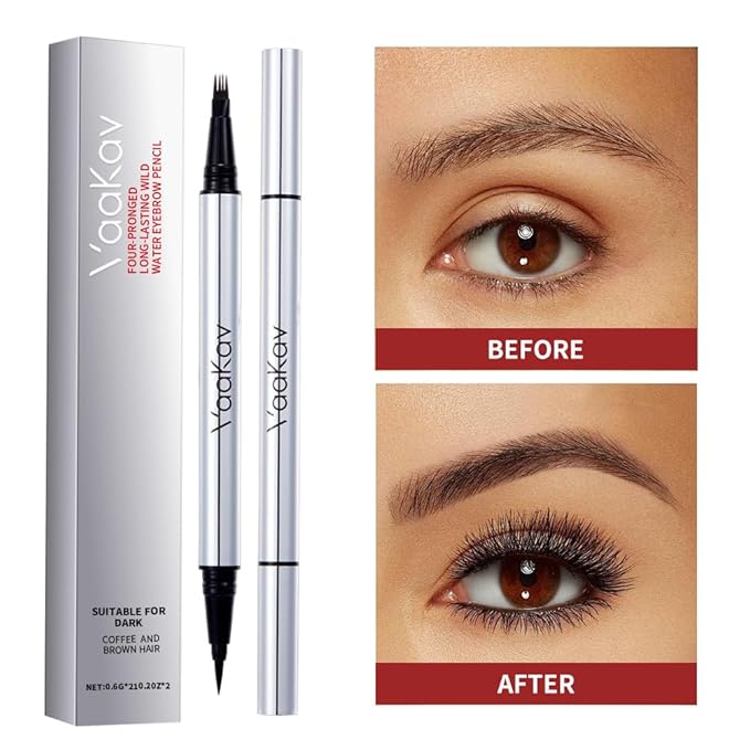 Dual-Ended Microblading Eyebrow Pencil for Women, 2 in 1 Liquid Eyebrow Pencil with Microblading Pen, Shaped Fill HairLike Waterproof Lasting Eyebrows(01 LIGHT BROWNS)