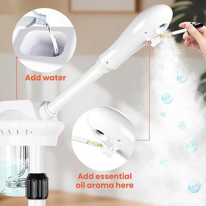 Professional Facial Steamer, Esthetician Steamer on Wheels, Stand Face Steamer for Facial Deep Cleaning, Steamer for Facial for Personal Care or Spa, Moisturizing and Hydrating