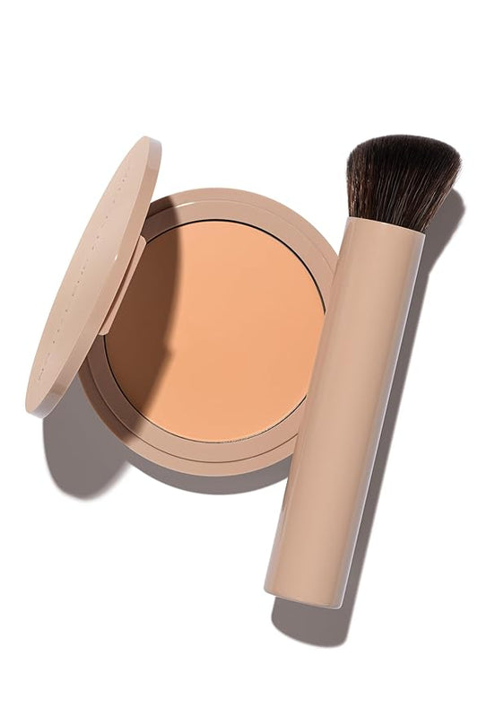 No Makeup Makeup Long-Lasting Lightweight Foundation & Brush Duo | Cruelty-Free, Fragrance-Free, Buildable, Transfer-Proof Makeup (Light)