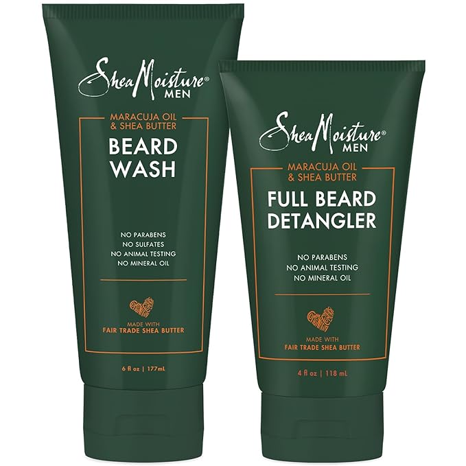 SheaMoisture Beard Wash & Beard Detangler Set - Fair Trade Organic Shea Butter, Coarse Hair, Men's Grooming, Scented, 2 Piece Set