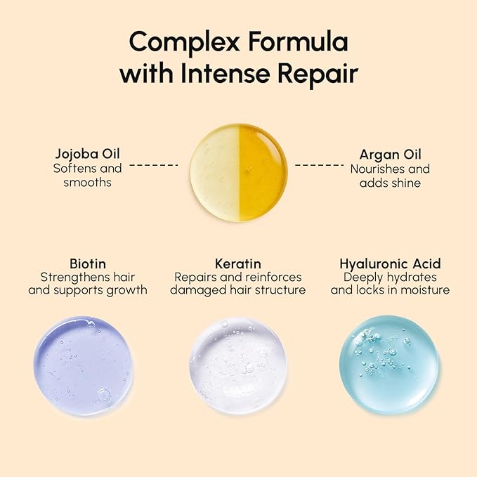 MAREE Deep Conditioning Hair Mask for Damaged Hair – Argan Oil & Biotin Jojoba Hair Treatment – Hair Repair Mask for Dry, Curly, Frizzy Color-Treated Hair Care – Mascarilla Para el Cabello Hidratante