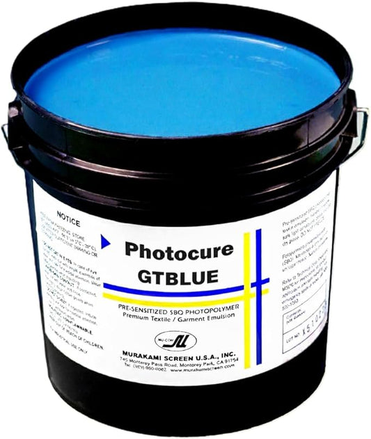Murakami Screen - Photocure GT Blue (Quart Size) Pre-Sensitized SBQ Photopolymer Emulsion, Screen Printing for Plastisol, Water Based, Discharge, Solvent Inks