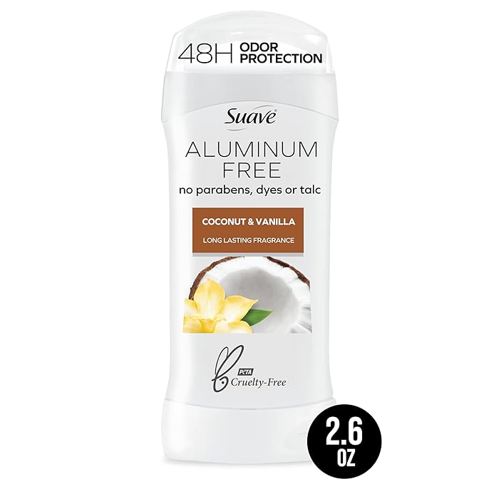 Suave Aluminum-Free Deodorant for Women, Coconut & Vanilla, 2.6 Oz