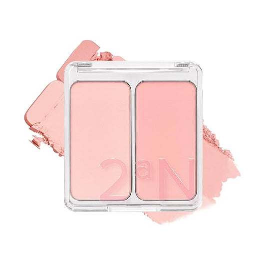 2aN Dual Color Face Blusher, Buildable & Blendable Cheek Color, Powder Blush, Korean Beauty (02 Love, Rosy, 1.5 oz)