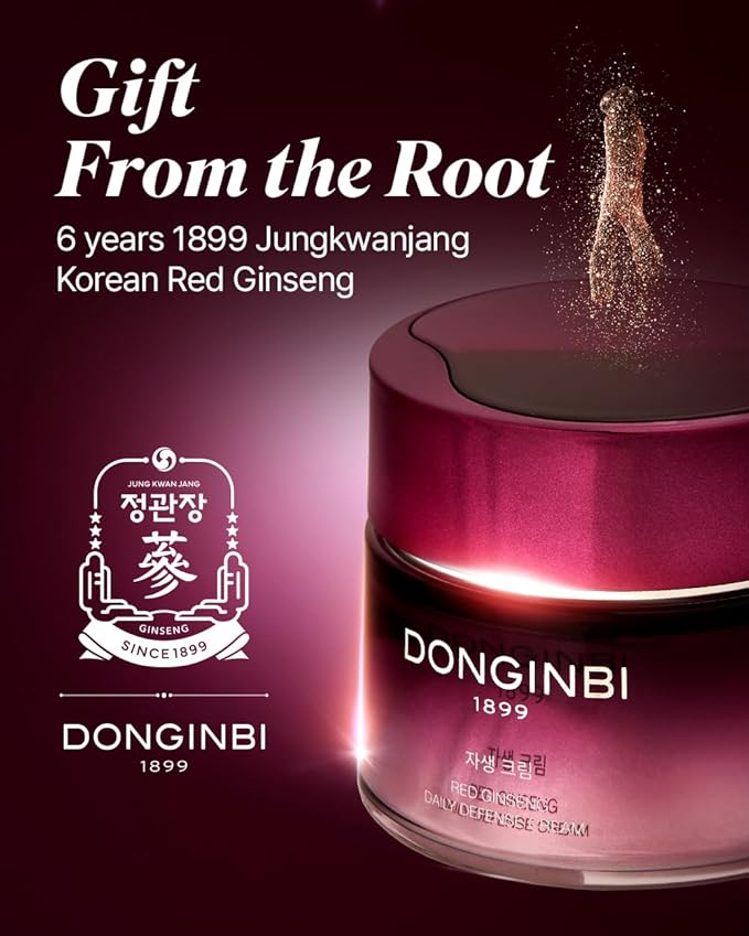 Donginbi Red Ginseng Daily Defense Cream - Firming Cream for Loose Surface, Face Moisturizer for Skin Barrier Repair, Korean Red Ginseng, Skin Care Gifts for Women, 0.8 floz / 25 ml