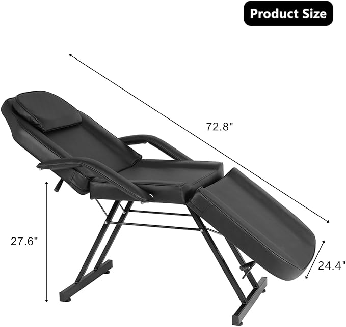 Multipurpose 3-Section Spa Massage Table with Hydraulic Stool, 73-inch Adjustable Tattoo Chair Esthetician Lash Bed with Removable Headrest, Salon Chair Facial Bed for Beauty Barber Massage Equipment