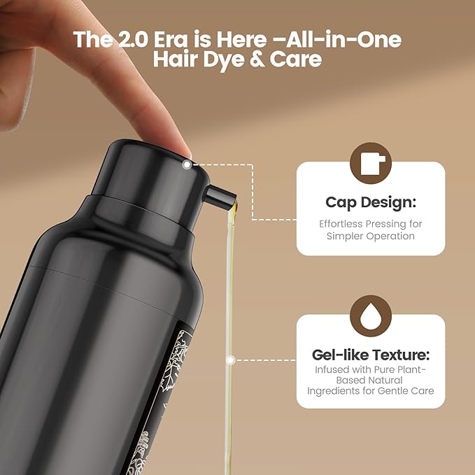 Limer Hair Dye Shampoo, Dark Brown 6-in-1 Natural Herbal Hair Color Shampoo, Semi-Permanent Gray Coverage with Pleasant Scent, Ammonia-Free Formula for Women & Men (460ml/15.55fl oz)