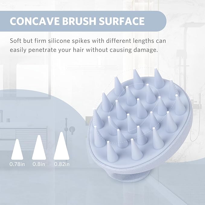 Sndyi Scalp Massager Shampoo Brush, Scalp Scrubber with Soft Silicone Bristles, Scalp Exfoliator for Dandruff Removal, Wheat Straw Hair Scalp Massager for Hair Growth, Wet Dry Scalp Brush, Blue