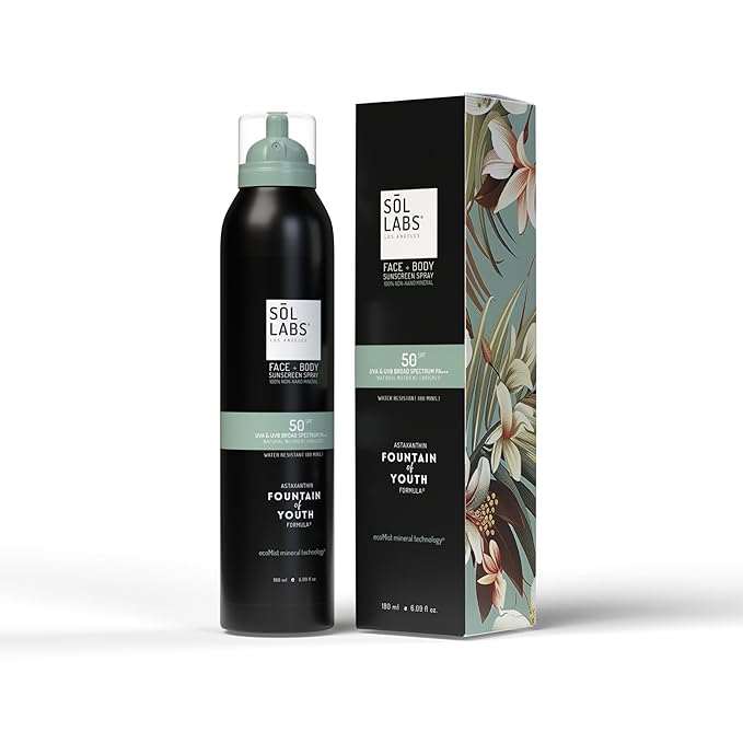 SOL LABS Mineral Sunscreen Spray SPF 50 – Reef Safe Sunscreen Spray, Lightweight Zinc Oxide, Water-Resistant – Korean Skincare, Face & Body Sun Protection