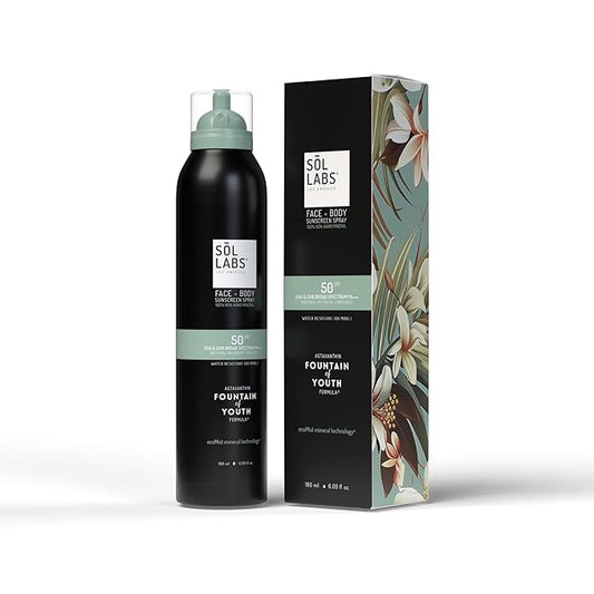 SOL LABS Mineral Sunscreen Spray SPF 50 – Reef Safe Sunscreen Spray, Lightweight Zinc Oxide, Water-Resistant – Korean Skincare, Face & Body Sun Protection