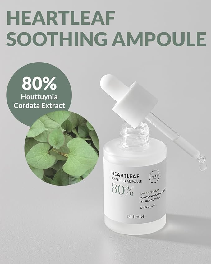 Heartleaf Soothing Moisture Ampoule - Enriched with 80% Extracted Houttuynia Cordata, Teatree & Pantenol - Effective for Sebum Control - Clinical Tested, 1.35 fl.oz