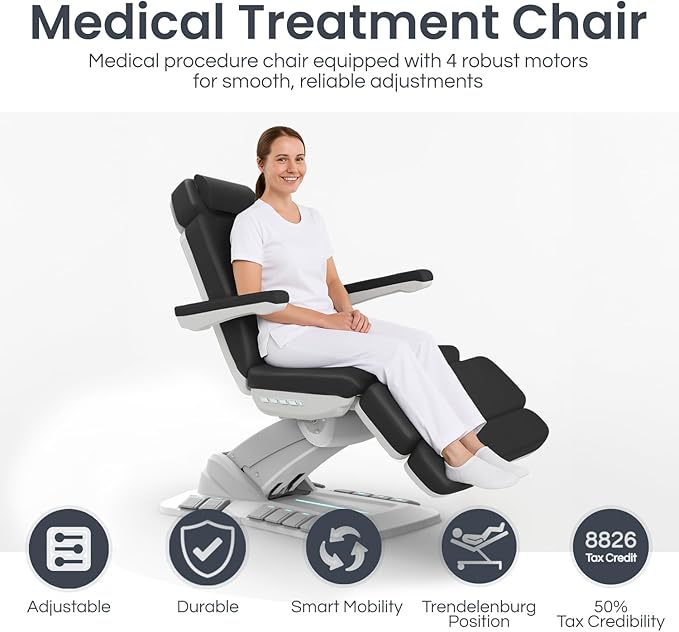 Massage Tools - Professional Spa and Facial Chair with 240° Rotation, LED Lighting, Memory Settings, and Adjustable Headrest - Premium Service Bed and Spa Chair for Salon and Facials - Sand