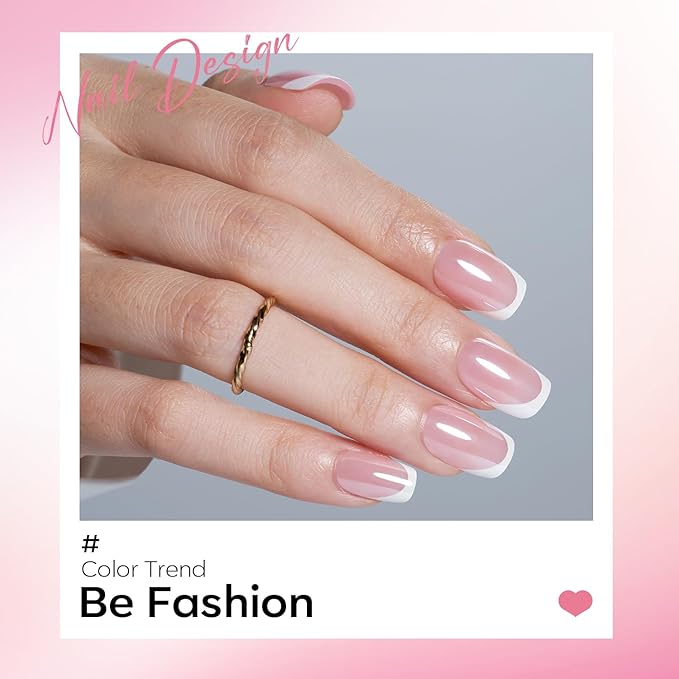 Modelones French Tip Press on Nails Short, Christmas Square Fake Nails, Reusable Nail Kit with Nail Glue Adhesive Tabs Mini Nail File, Nails Press Ons 32Pcs 16Sizes, Women Girl Gift, Chrome French