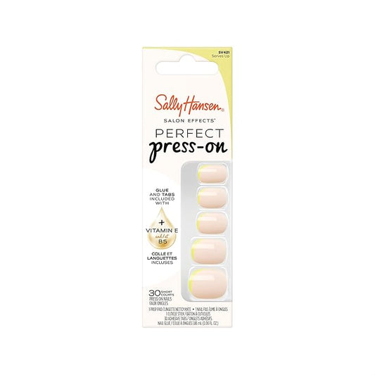 Sally Hansen Salon Effects Perfect Press-On Nails | Sq-oval Shape | Easy to Apply, Non-Damaging | 30 Nails, Nail Glue, Adhesive Tabs, File | Serves Up