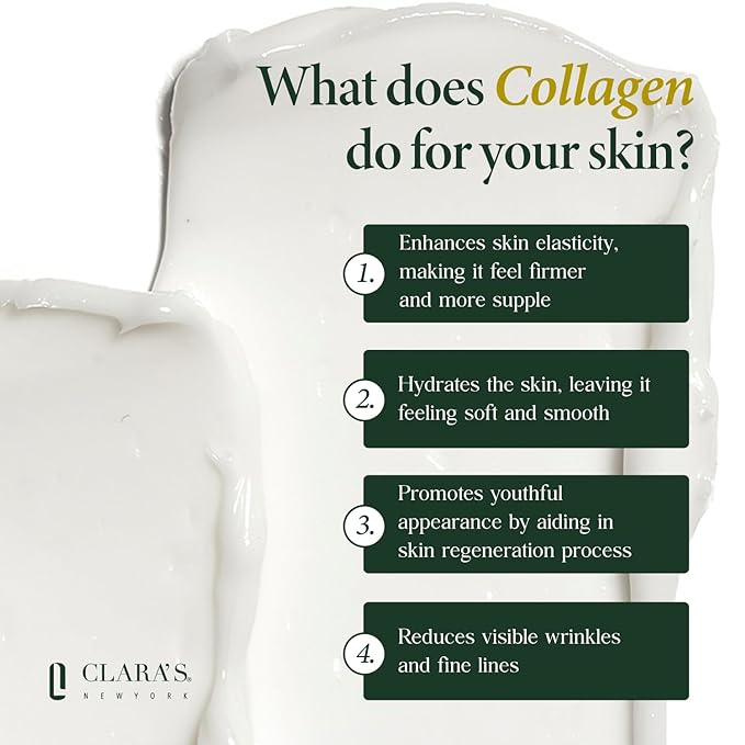 CLARA'S NEW YORK Advanced Rejuvenating Collagen Cream, Anti-Wrinkle and Made for Healthy Glowing Skin, Rich, Non-sticky, Fast-absorbing Formula 50ml MADE IN USA