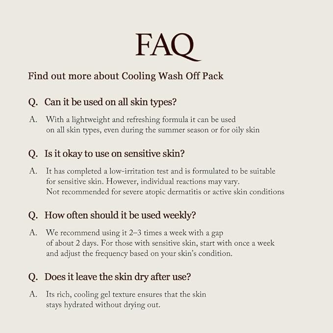 Authentic Elixir Cooling Wash-Off Pack (105 ml / 3.55 fl.oz) | Cooling Mask for Pore Care & Skin Refreshment | Helps Depuff & Revive Tired-Looking Skin | Korean Skincare