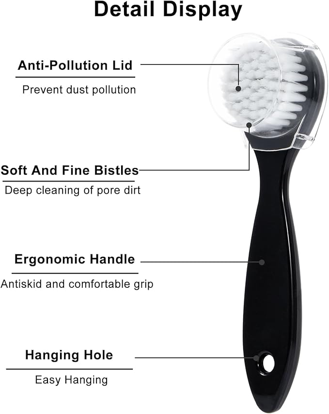 Facial Cleansing Brush 4 PCS, Face Exfoliating Scrubber Brush Soft Face Wash Scrub Exfoliator for Makeup Skincare Removal (Black)