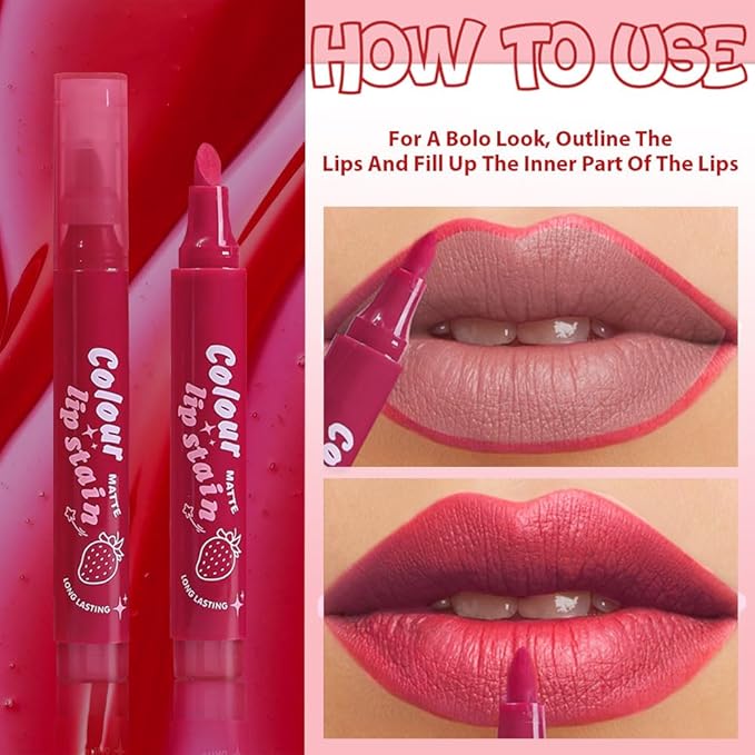 Lip Stain, Waterproof lip tint, Matte Color Look, Longlasting All Day Wear Lip Color, Smudge Proof Natural Finish, Precise Chisel Tip Marker,non sticky lip gloss,kiss proof lip color 02#