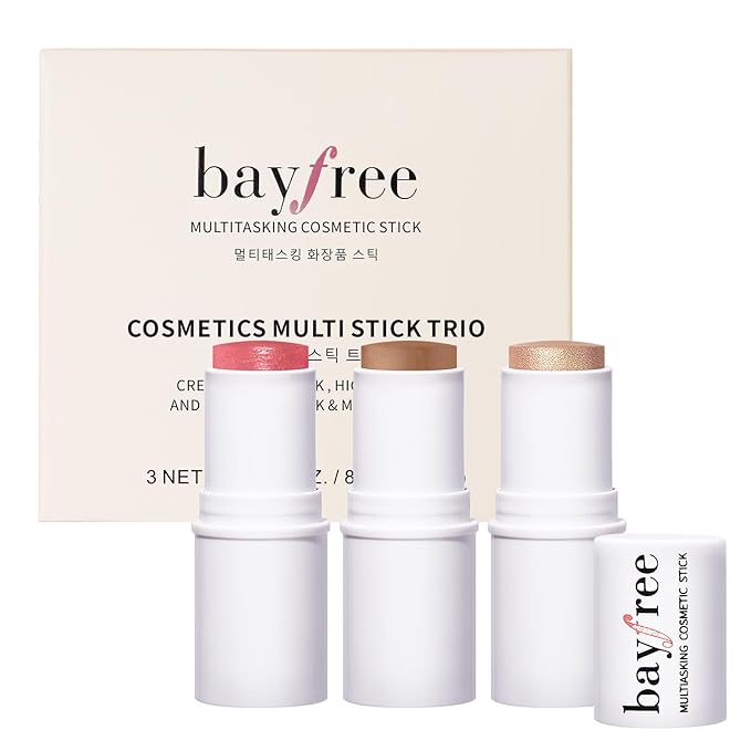 bayfree 3 PCS Makeup Cream Contour Stick Set, Highlighter Stick & Bronzer Stick & Blush Stick, Long Lasting, Natural Face Contour, Dewy & Matte Finish, Multi Stick Trio for All Skin