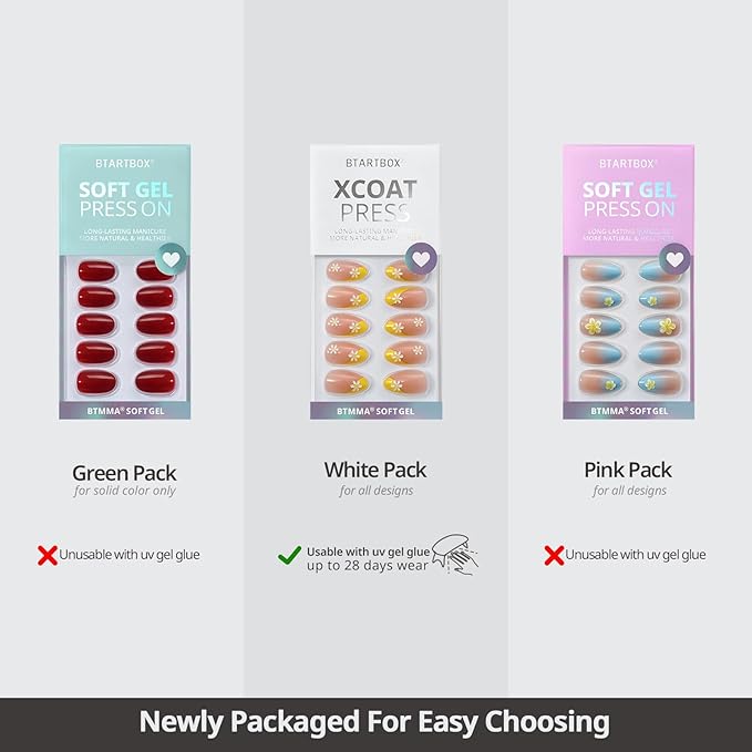 BTArtbox Press On Nails Short - Pearl Accents Chrome Almond Press On Nails with Glue for Women, Opaque Soft Gel Glue On Nails in 16 Sizes - 32 Stick On Nails Kit, Tidal Pearl