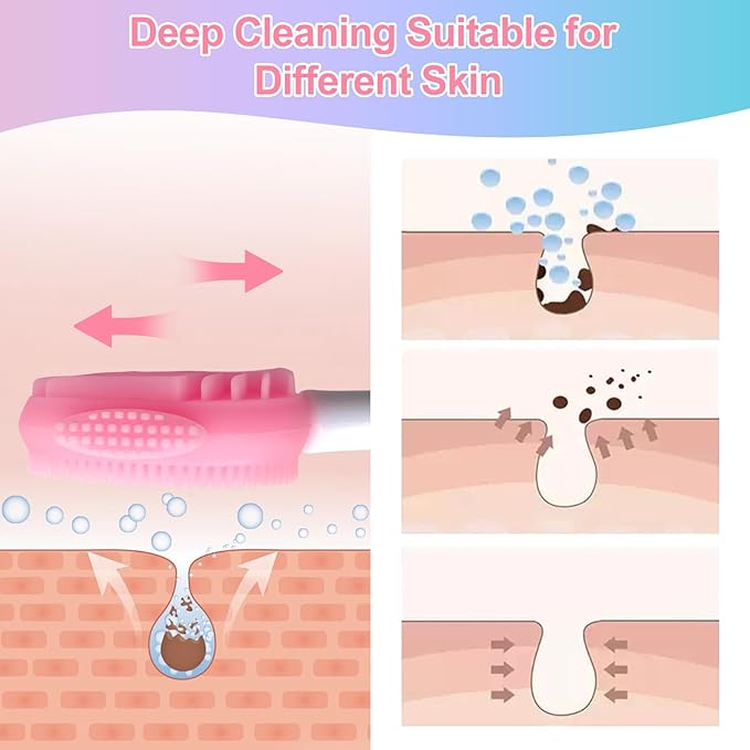 Silicone Face Scrubber Face Mask Brush Exfoliating Lip Cleansing Facial Cleansing/Wash Brush Exfoliator Blackhead Skin Care Tool Makeup Removes Dead & Dry Skin for Women Grils Men