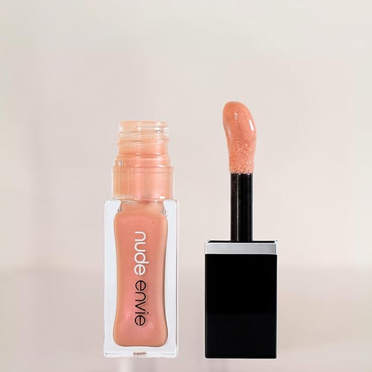 nude envie - Lip Gloss - High-Shine Finish - Moisturizing & Easy Application - Luxury Hydration - Non-Sticky Formula - With Vitamin E & Glycine Soja Oil - Vegan, Paraben-Free & Cruelty-Free - Shimmer