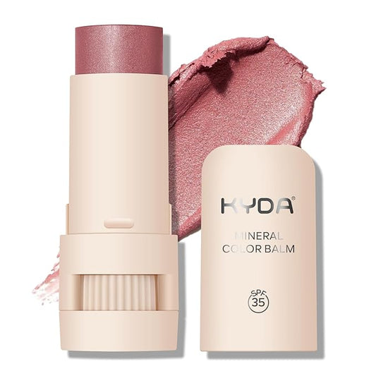 Mineral Color Balm, SPF 35 Multi Color Stick for Lips, Cheeks& Eyes, Blendable Creamy Lightweight Formula, Buildable Shimmer Finish, Multiuse Makeup Stick, Rose