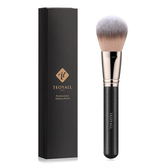 TEOYALL Setting Powder Brush, Ultra Plush Fluffy Synthetic Bristles Makeup Buffing Brush for All-Over Powder Application with Powder Bronzer Foundation