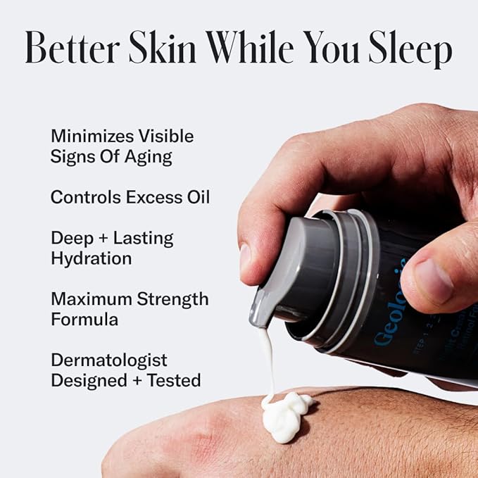 Geologie Sensitive Skincare Set for Men & Women | 1-Month Gentle & Effective Daily Skin Routine | Acne, Oily Skin, Dark Spots | Face Wash 2-Pack, Retinol Face Cream, SPF15 Moisturizer & Eye Cream