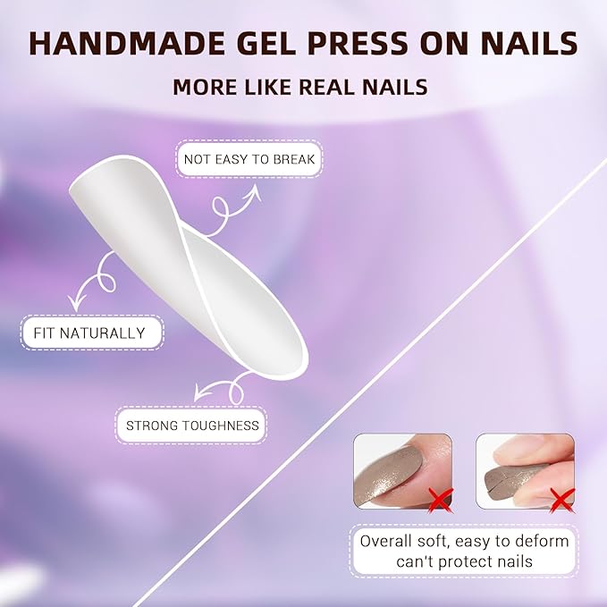 Wooyas Press on Nails Almond, Ombre Green Short Stiletto Glossy False Nails,Reusable Salon Perfect Fake Nail Kit in 12 Sizes - 24 Pcs Soft Gel Glue On Nails Kit for Women Gift