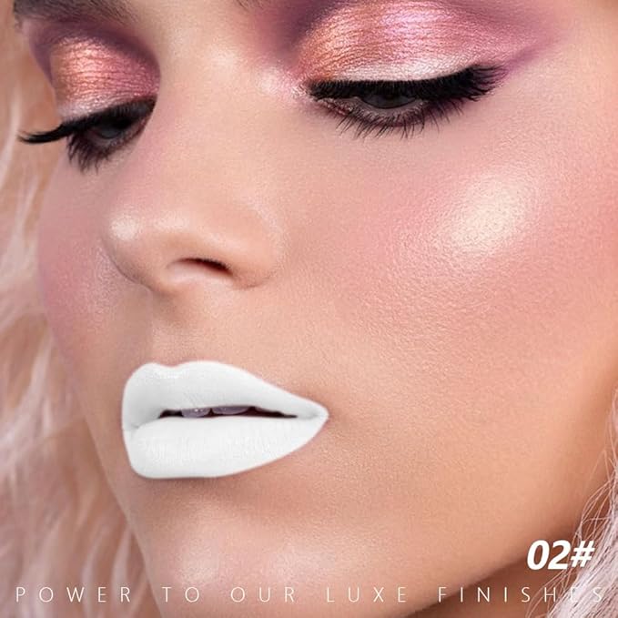 White Cream Matte Lipstick Stick for Women - Smooth Crayon Lips & Face Paint Stick, Natural Pigmented White Lip Color for Halloween Birthday Party Makeup, Lápiz labial mate blanco crema, 02