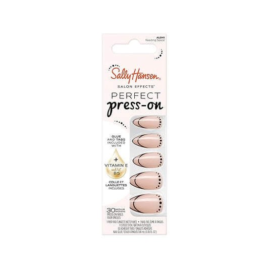 Sally Hansen Salon Effects Perfect Press-On Nails | Almond Shape | Easy to Apply, Non-Damaging| 30 Nails, Nail Glue, Adhesive Tabs, File| Needing Space