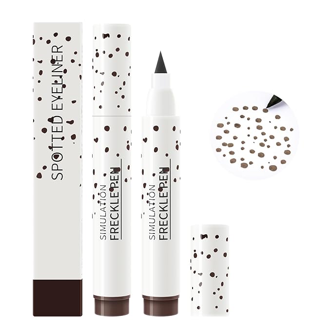 Freckle Pen, Natural Lifelike Faux Freckles Pen Waterproof, Long - Lasting and Quick Dry, Create Natural Sunkissed Skin Makeup for Beginners or Professional (Dark Brown)