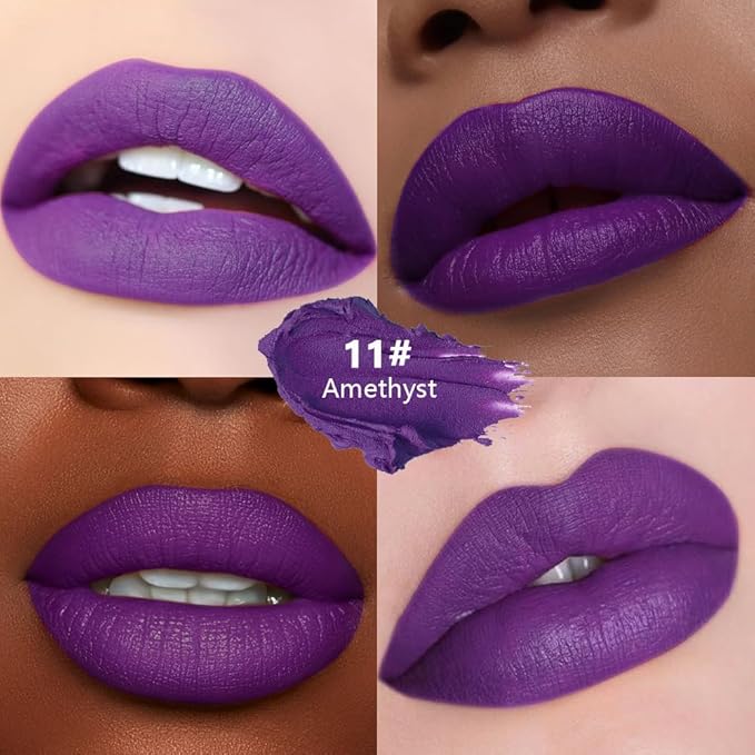 Grape Purple Matte Lipstick for Women - Pigmented Lip Crayon & Face Paint Stick for Everyday Halloween Birthday Party Wear, Younger-Looking Lip Gloss Makeup, Lápiz labial morado para mujer 11