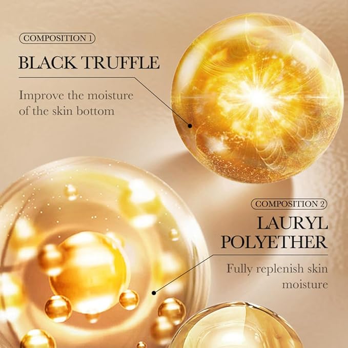 24K Gold Under Eye Patches (5 Pairs) - Black Truffle Under Eye Mask with Newly Upgraded 3D Wrap-around Design, Specifically for Canthus Wrinkles and Dryness Around the Eyes (Gold)