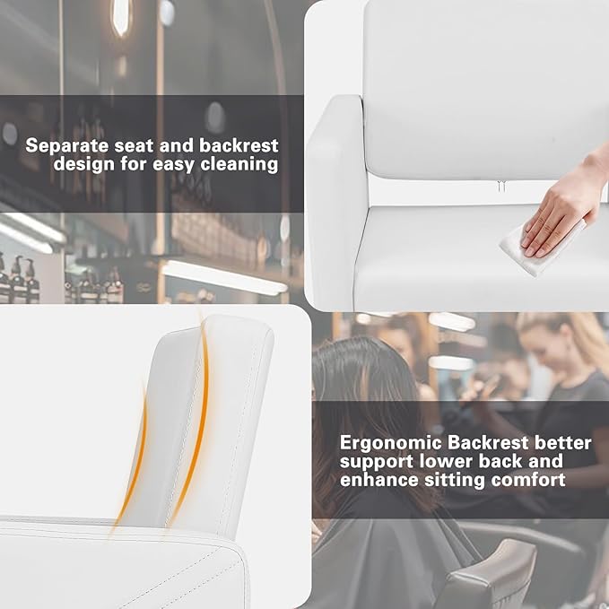 Artist hand White Salon Chair for Hair Stylist, Hydraulic Hair Salon Styling Chair with Back Cover, 360 Degree Swivel Barber Chair, Beauty Salon Equipment for Woman Man, Max Load 330 Lbs