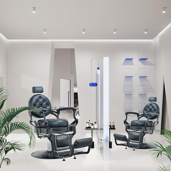 Antlu Barber Chair Salon Chair Hair Stylist, Vintage Heavy Duty 700lbs Hair Styling Chairs for Tattoo Barbershop Beauty Massage Tattoo (Black)