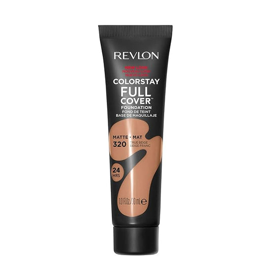 Revlon Liquid Foundation, ColorStay Face Makeup for Normal and Dry Skin, Longwear Full Coverage with Matte Finish, Oil Free, 320 True Beige, 1.0 Oz