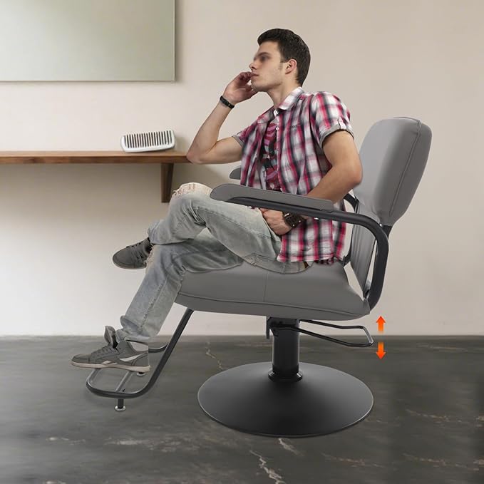 Barber Salon Chair for Hair Stylist,Hair Chair for Barbershop Home Height Adjustable & 360° Swivel Styling Salon Chairs Spa Beauty Salon Equipment, 550Lbs Capacity (Grey)