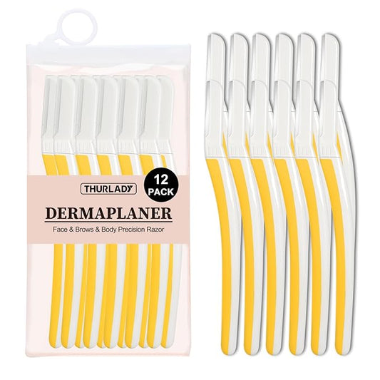 Face Razors for Women, Dermaplane Razor for Women Face, Eyebrow Razor, Dermaplaning Tool, Skin Safe Microblades, Peach Fuzz Remover (12ct, Solar Veil)