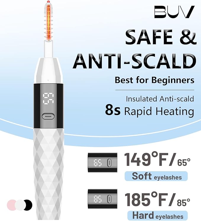 Heated Eyelash Curlers - Heated Lash Curler Best Seller Electric Eyelash Curler Rechargeable for 24H Long Lasting Natural Eyelashes, 4 Heating Modes, 8S Fast Heating, White
