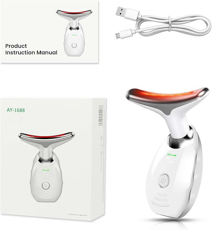 Portable Facial Massager, Multifunctional Facial Skin Care Tools, Face and Neck Massager, Face Sculpting Tool, 7 Color Led Face and Neck Beauty Device for Home Use