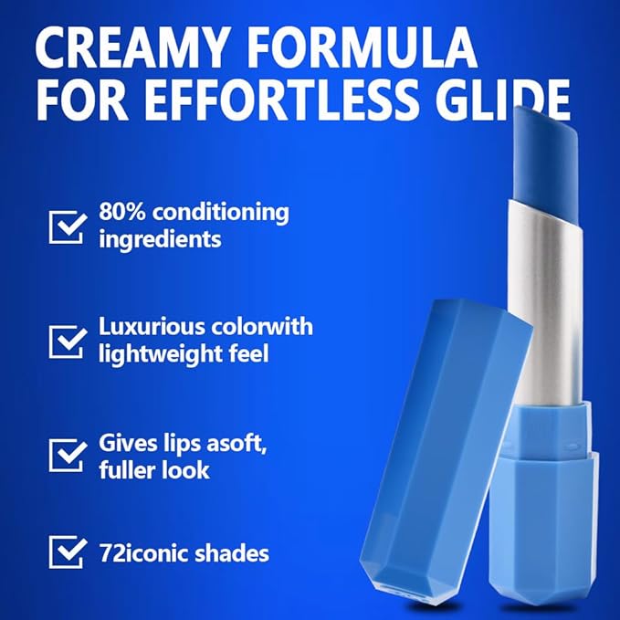 Light Blue Matte Lipstick - Pigmented Lip Crayon & Face Paint Stick for Women Everyday Halloween Birthday Party Wear, Younger-Looking Lip Makeup, Labial para fiesta de disfraces 15