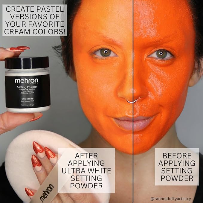 Mehron Makeup Setting Powder | Loose Powder Makeup | Loose Setting Powder Makeup Perfect for Halloween 1 oz (28 g) (Ultra White)