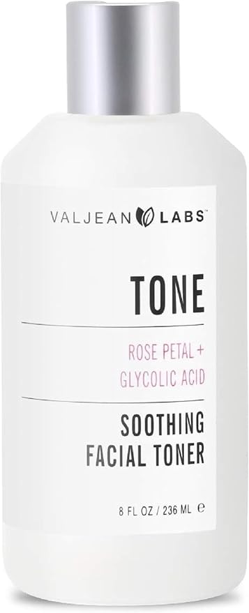 Valjean Labs Soothing Facial Toner | Rose Petal + Glycolic Acid | Helps Calm Irritation, Brighten and Exfoliate Skin | Cruelty Free, Paraben Free, Made in The USA (8 oz)